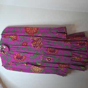 LA DoubleJ Purple Floral Long Sleeve Dress.size is M made in Italy 100 silk.